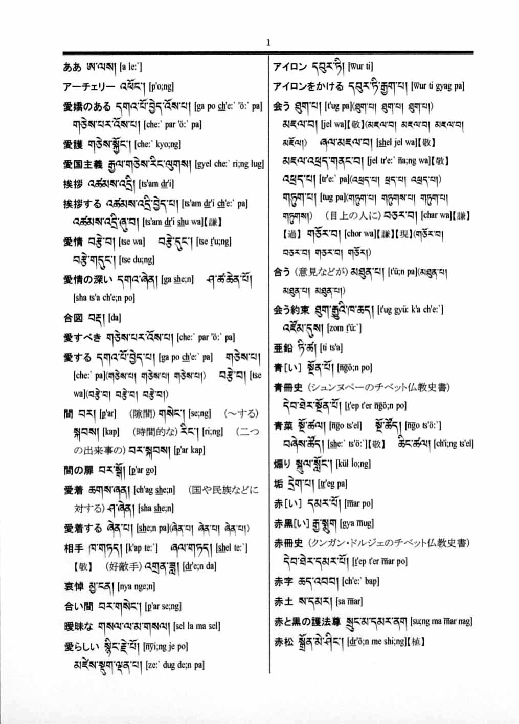 チベット語辞典 日蔵